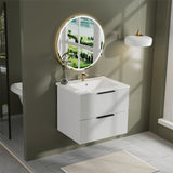 Modern Wall Mounted Floating Bathroom Vanity With Sink And Drawers