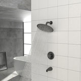 10" Round Rain Shower Head System With Waterfall Tub Spout, Wall Mounted, Stainless Steel