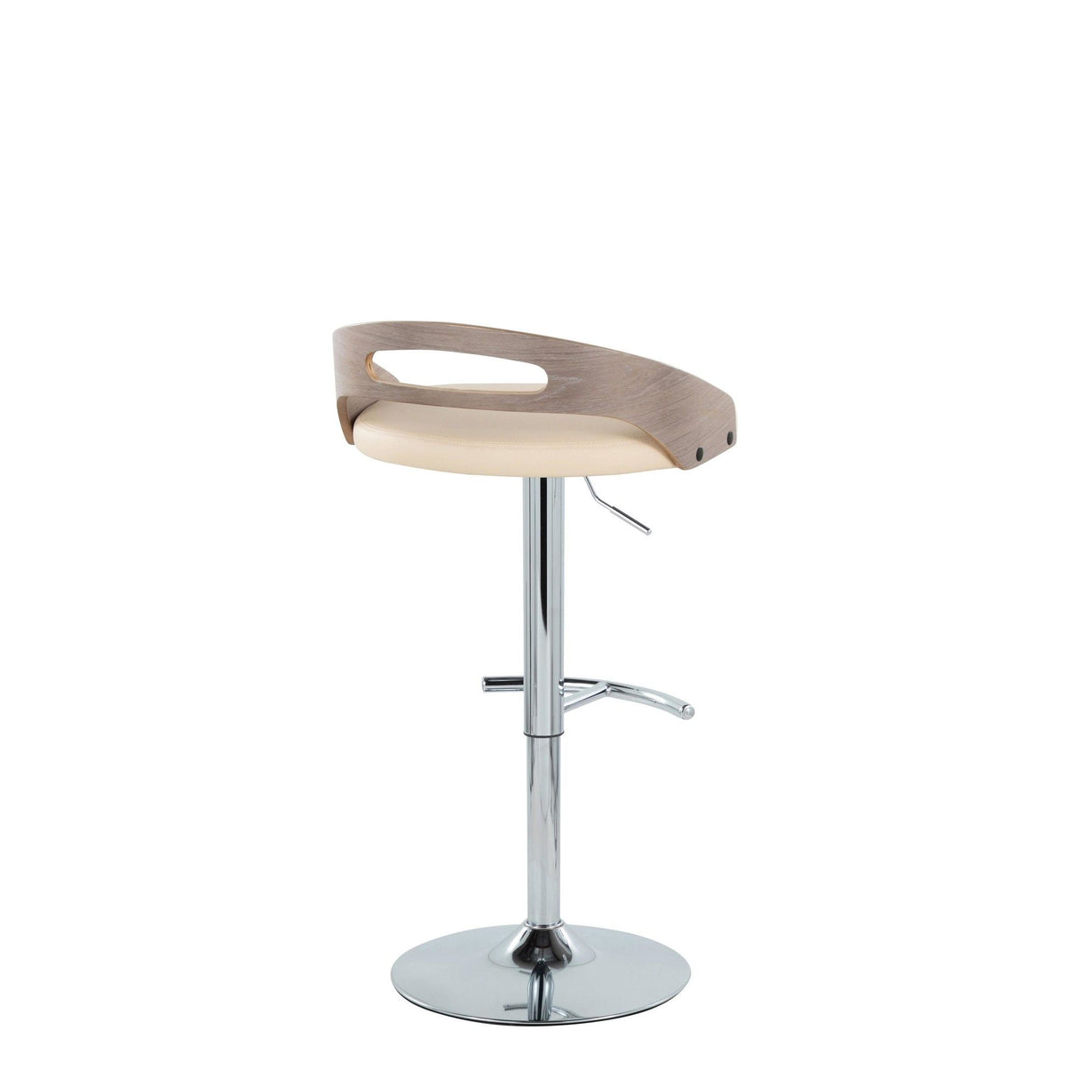 Cassis - Adjustable Swivel Barstool (Set of 2) - Chrome Metal Frame And Light Gray Wood