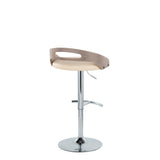 Cassis - Adjustable Swivel Barstool (Set of 2) - Chrome Metal Frame And Light Gray Wood