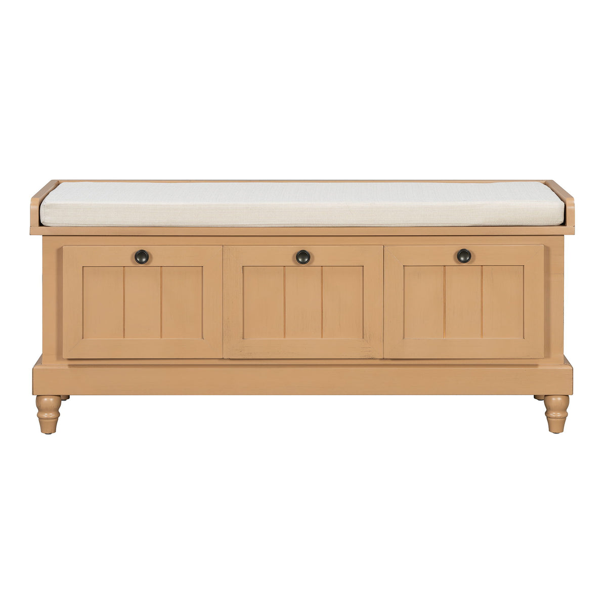 Shoe Bench With Cushion And 3 Drawers - Natural