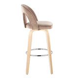 Ava - Upholstered Fixed-Height Barstool (Set of 2) - Natural Wood Base