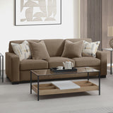 Darya - Sofa With 4 Pillows - Brown Suede Fabric