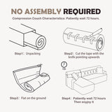 Ly 029B Convertible Chaise Sectional Sofa Full Compression Sponge Modular Couch Cloud 3 Seater Wood Grain Chenille 2 Pillows - Antique White