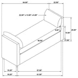 Isiah - Raised Arm Accent Bench - Brown