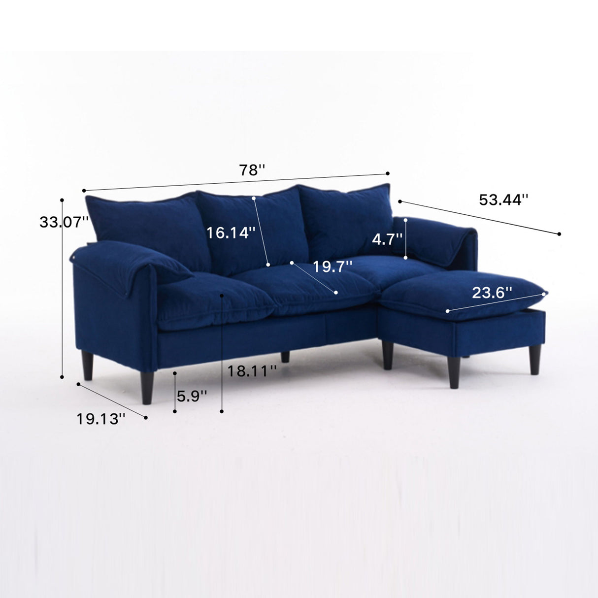 Convertible Combination Sofa With Footstools With Storage