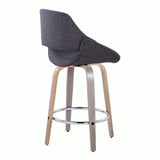 Fabrizzi - 26" Fixed-Height Counter Stool With Swivel And Round Chrome Metal Footrest (Set of 2) - Light Gray Wood
