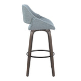 Fabrizzi - 30" Fixed-Height Barstool With Swivel And Round Black Metal Footrest (Set of 2) - Walnut Glazed Wood