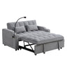 Modern Velvet Loveseat With Pullout Bed, Adjustable Reclining Backrest