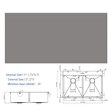 Double Bowl Drop In Kitchen Sink, 16 Gauge Stainless Steel With 2 9" Deep Basins - Gunmetal Black