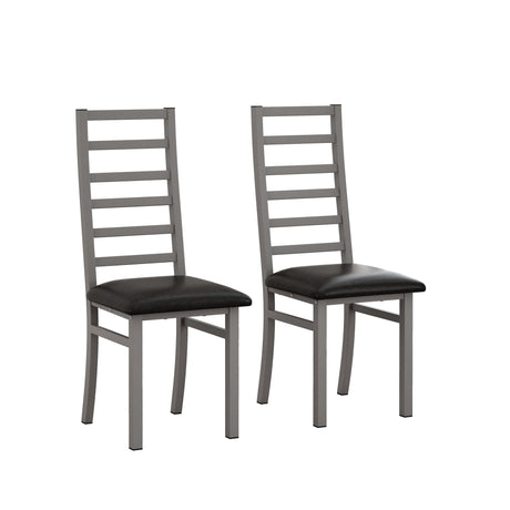 Metal Dining Chairs With Steel Legg, High Back Armless Design