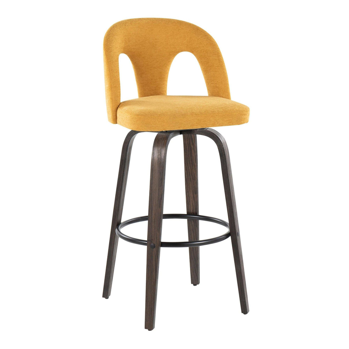 Ava - Upholstered Fixed-Height Barstool (Set of 2) - Walnut Glazed Wood Base