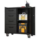 Sturdy Metal Tool Storage Cabinet With Wheels Durable Garage, Office & Home Organizer Steel