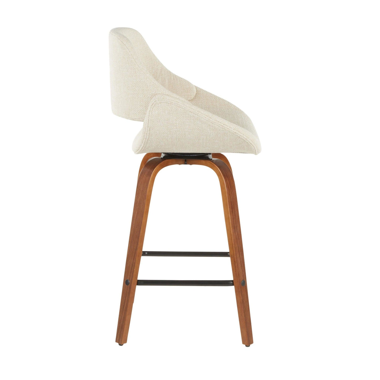 Fabrizzi - Counter Stool (Set of 2) - Walnut And Cream Fabric