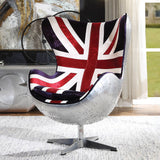 Brancaster - British Flag Accent Chair With Swivel - Pattern Fabric & Aluminum