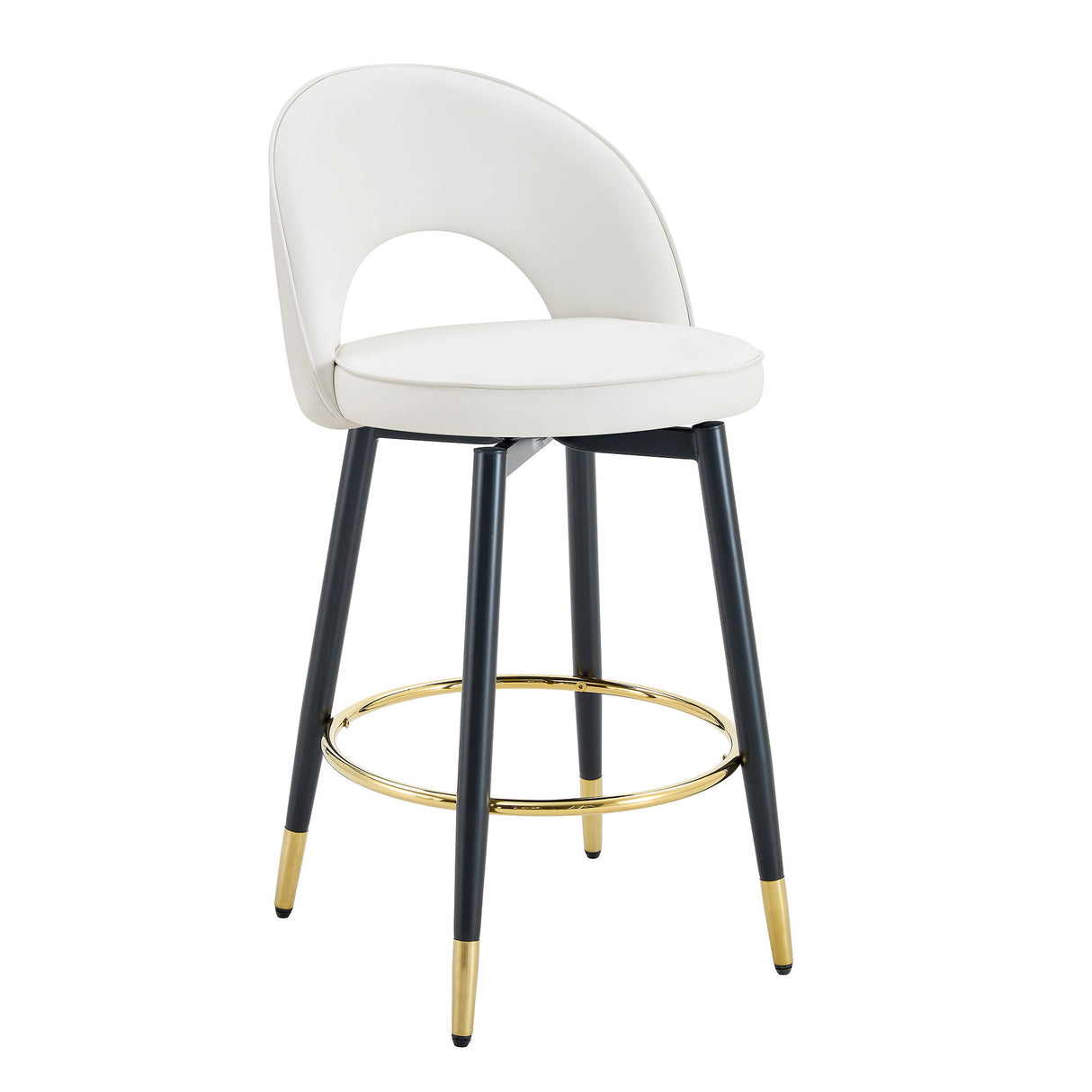 Upholstered Rotatable Bar Chair With Metal Legs For Dining Room