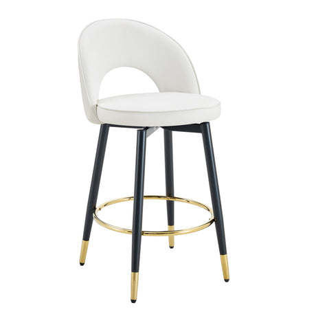 Upholstered Rotatable Bar Chair With Metal Legs For Dining Room