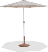 Fiji - Aluminum Patio Umbrella With Round Teak And White Base
