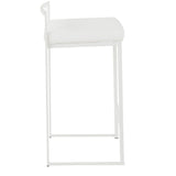 Fuji - 26" Stackable Counter Stool (Set of 3) - White Metal With White Velvet Cushion