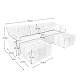 Sofa Set With Ottoman And Pillows, Textured, High Resilience Cushions