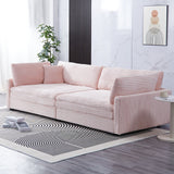 Elegant Corduroy Sofa With Throw Pillows And Backrests