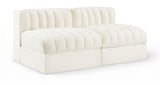 Rummi - Velvet Performance Fabric Upholstered 2 Piece Modular Armless Loveseat
