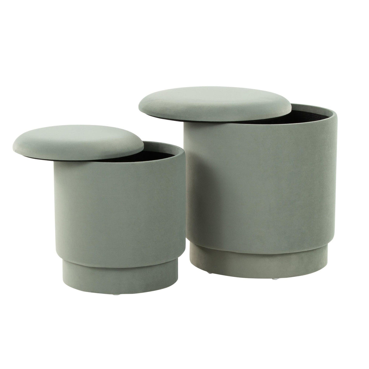 Marla - Upholstered Ottoman Set - Light Green Velvet