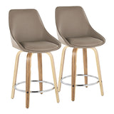 Diana - 24" Fixed-Height Counter Stool With Swivel And Round Chrome Metal Footrest (Set of 2) - Zebra Wood