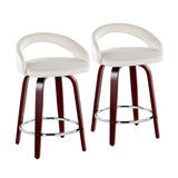 Grotto - Upholstered Fixed-Height Counter Stool With Mahogany Wood Base (Set of 2)