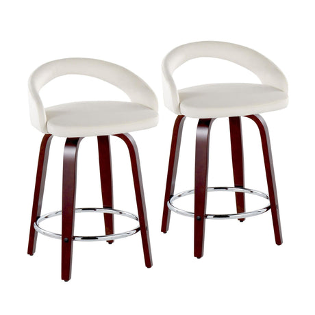 Grotto - Upholstered Fixed-Height Counter Stool With Mahogany Wood Base (Set of 2)