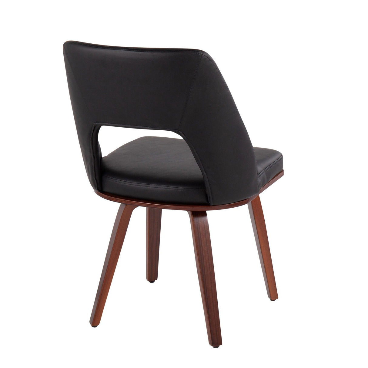 Trilogy - Mid-Century Modern Upholstered Chair (Set of 2) - Walnut Bamboo And Black Faux Leather