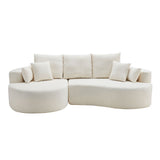 2 Piece Fabric Cloud Curved Sectional Sofa With Chaise For Living Room