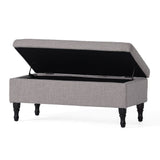 Dean - Fabric Storage Wide Tufted Rectangle Ottoman - Gray