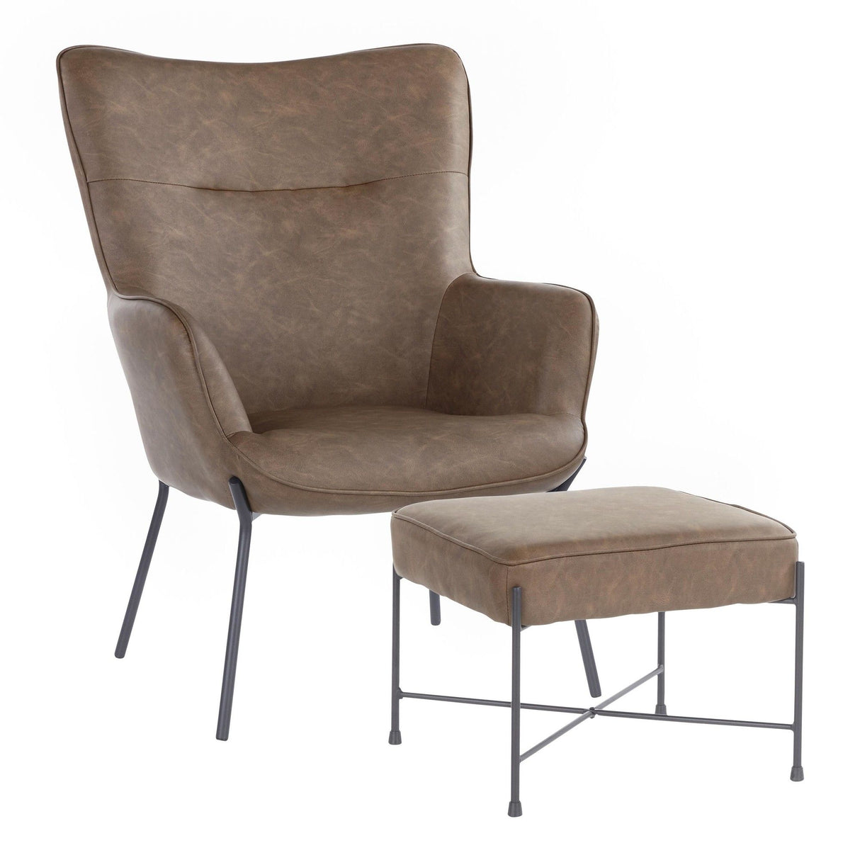 Izzy - Industrial Lounge Chair And Ottoman Set