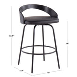 Grotto - Upholstered Fixed-Height Counter Stool - Black Metal