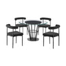Veronica Shannon -Round Glass Dining Table Set - Matte Black Legs