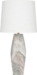 Seraphine - Genuine Marble And Linen Textured Fabric Table Lamp