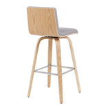 Vienna - Modern Swivel Bar Height Stool - Patterned Oak Wood Frame