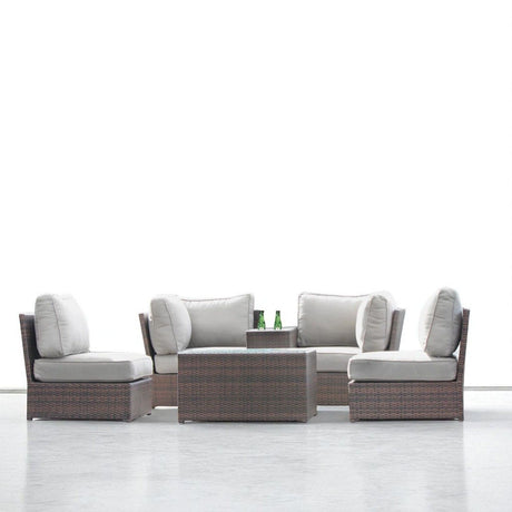 Comfortable Modern Patio Rattan Sectional Set With Cushions