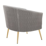 Tania - Pleated Waves Contemporary/Glam Accent Chair - Gold Steel And Silver Velvet