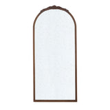 Hand Carved Rose Antique Mirror Frame, Large Arch Mirror Wall Decor For Living Room, Bathroom, Entryway - Brown