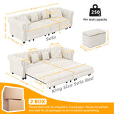 3 In 1 Convertible Sleeper Sofa Bed With Movable Ottoman