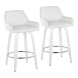 Cinch - Contemporary Fixed-Height Swivel Counter Stool (Set of 2) - White Wood And Round Footrest