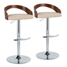 Grotto - Adjustable Barstool - Chrome Metal, Walnut Wood