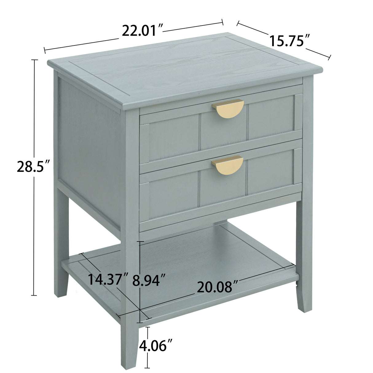 2 Drawer Side Table, American Style, End Table, Suitable For Bedroom, Living Room, Study