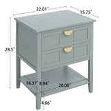 2 Drawer Side Table, American Style, End Table, Suitable For Bedroom, Living Room, Study