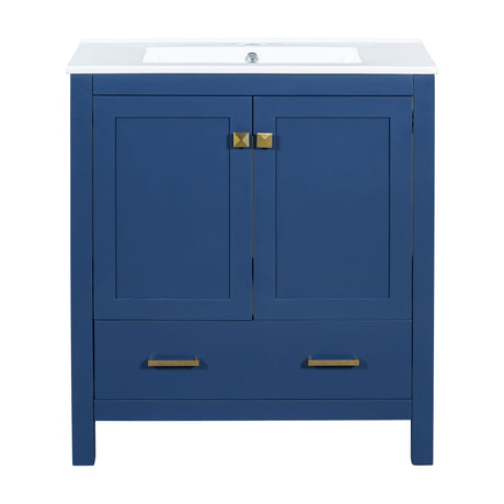 Bathroom Vanity With Single Sink, Combo Cabinet Undermount Sink, Bathroom Storage Cabinet With Two Doors And A Drawer, Soft Closing, Multifunctional Storage, Solid Wood Frame