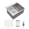 Premium Laundry Drop In Utility Sink 16 Gauge Stainless Steel, Topmount