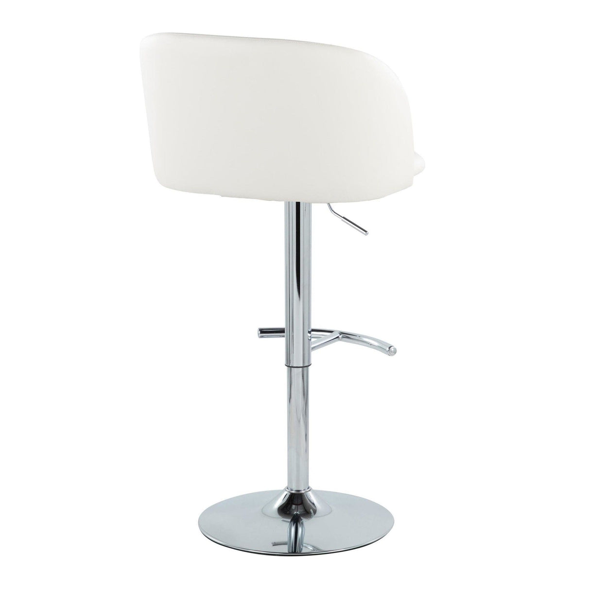 Fran - Adjustable Barstool (Set of 2) - Chrome Metal, White Faux Leather