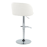 Fran - Adjustable Barstool (Set of 2) - Chrome Metal, White Faux Leather